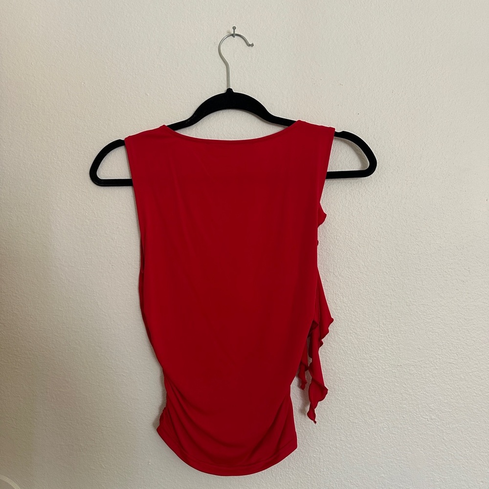Lioness Rendezvous Red One-Shoulder Ruffle Top - Picture 3 of 4